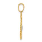 14k and White Rhodium Diamond-cut Heart MOM Pendant - Image 2