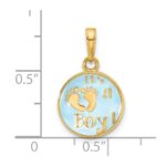 14K Polished with Blue Enamel and Clear Epoxy Resin It's A Boy Pendant - Image 4