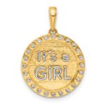 14k and White Rhodium Diamond-cut It's A Girl Pendant