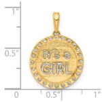 14k and White Rhodium Diamond-cut It's A Girl Pendant - Image 4