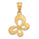 14K and White Rhodium Polished and Diamond-cut Butterfly Pendant - Image 3