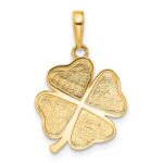 14k and White Rhodium Polished and Diamond-cut 4-Leaf Clover Pendant - Image 3