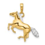 14K and White Rhodium Diamond-cut 3-D Horse Pendant - Image 3