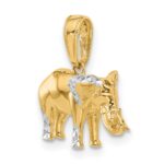 14k and White Rhodium Diamond-cut 3-D Elephant Pendant - Image 4