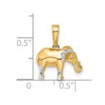 14k and White Rhodium Diamond-cut 3-D Elephant Pendant - Image 5