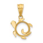 14K with White Rhodium Diamond Cut Swirl Turtle Pendant - Image 3