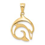 14K Polished Cut Out Dolphin Pendant