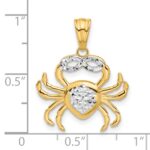 14K with White Rhodium Polished and Diamond Cut Crab Pendant - Image 4