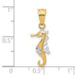 14K with White Rhodium Polished and Diamond Cut Seahorse Pendant - Image 4