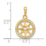 14k and White Rhodium Diamond-cut Compass Pendant - Image 4