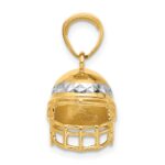 14k and White Rhodium Diamond-cut 3-D Football Helmet Pendant - Image 2