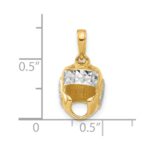 14k and White Rhodium Diamond-cut Wrestling Helmet Pendant - Image 5