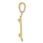 14k and White Rhodium Diamond-cut Skateboard Pendant - Image 2