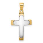 14K Two-tone Polished Cross Pendant