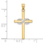 14K Two-tone Polished Infinity Cross Pendant - Image 4