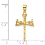 14K Polished and Textured Nails Cross Pendant - Image 5