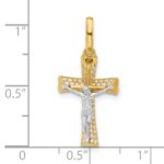14K Two-tone Polished CZ Crucifix with Heart Ends Pendant - Image 5