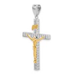 14K Two-tone Polished and Diamond-cut Crucifix Pendant - Image 4