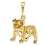 14k Satin Diamond-cut Bulldog Pendant - Image 3