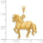 14k Satin Diamond-cut Horse Pendant - Image 4