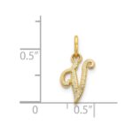 14KY Script Letter V Initial Charm - Image 4