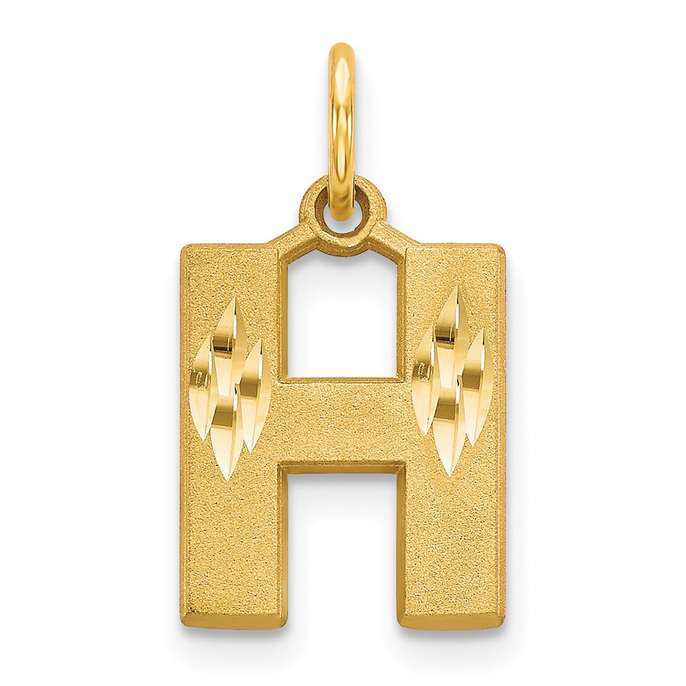 C566H.jpg 14KY Satin Diamond-cut Letter H Initial Charm - Image 1