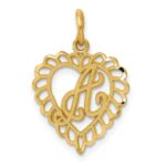 14k Heart Letter A Charm