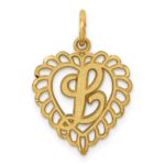 14k Heart Letter L Charm