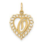 14k Heart Letter O Charm
