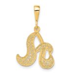 14KY Polished Script Filigree Letter A Initial Pendant - Image 3