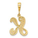 14KY Polished Script Filigree Letter K Initial Pendant - Image 3