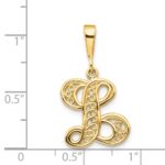 14KY Polished Script Filigree Letter L Initial Pendant - Image 4
