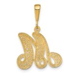14KY Polished Script Filigree Letter M Initial Pendant - Image 3