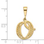 14KY Polished Script Filigree Letter O Initial Pendant - Image 4