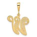 14KY Polished Script Filigree Letter W Initial Pendant - Image 3