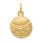 14k Satin Diamond-cut Baseball Charm
