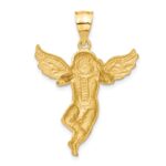 14K Satin Diamond-cut Angel Pendant - Image 3