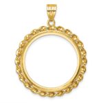 Wideband Distinguished Coin Jewelry 14k Polished Wide Twisted Wire 27.0mm Prong Coin Bezel Pendant - Image 3