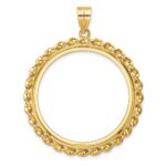 Wideband Distinguished Coin Jewelry 14k Polished Wide Twisted Wire 32.7mm Prong Coin Bezel Pendant - Image 3