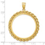 Wideband Distinguished Coin Jewelry 14k Polished Wide Twisted Wire 32.7mm Prong Coin Bezel Pendant - Image 4