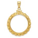 Wideband Distinguished Coin Jewelry 14k Polished Wide Twisted Wire 22.0mm x 1.9mm Screw Top Coin Bezel Pendant