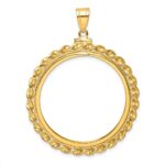 Wideband Distinguished Coin Jewelry 14k Polished Wide Twisted Wire 32.7mm x 3.00mm Screw Top Coin Bezel Pendant