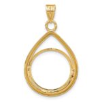 Wideband Distinguished Coin Jewelry 14k Polished Lightweight Teardrop 16.5mm Prong Coin Bezel Pendant - Image 3