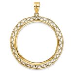 Wideband Distinguished Coin Jewelry 14k Polished Fancy Wire 32.7mm Prong Coin Bezel Pendant - Image 3