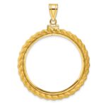 Wideband Distinguished Coin Jewelry 14k Polished Casted Rope 32.0mm x 2.85mm Screw Top Coin Bezel Pendant