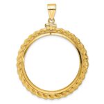 Wideband Distinguished Coin Jewelry 14k Polished Casted Rope 32.7mm x 3.00mm Screw Top Coin Bezel Pendant