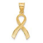 14k Diamond-cut Awareness Ribbon Pendant - Image 3