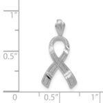 14k White Gold Diamond-cut Awareness Ribbon Pendant - Image 4