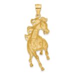 14k Large Satin Diamond-cut Horse Pendant - Image 3