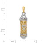 14K Two-Tone 3-D Mezuzah with Shin Charm - Image 5